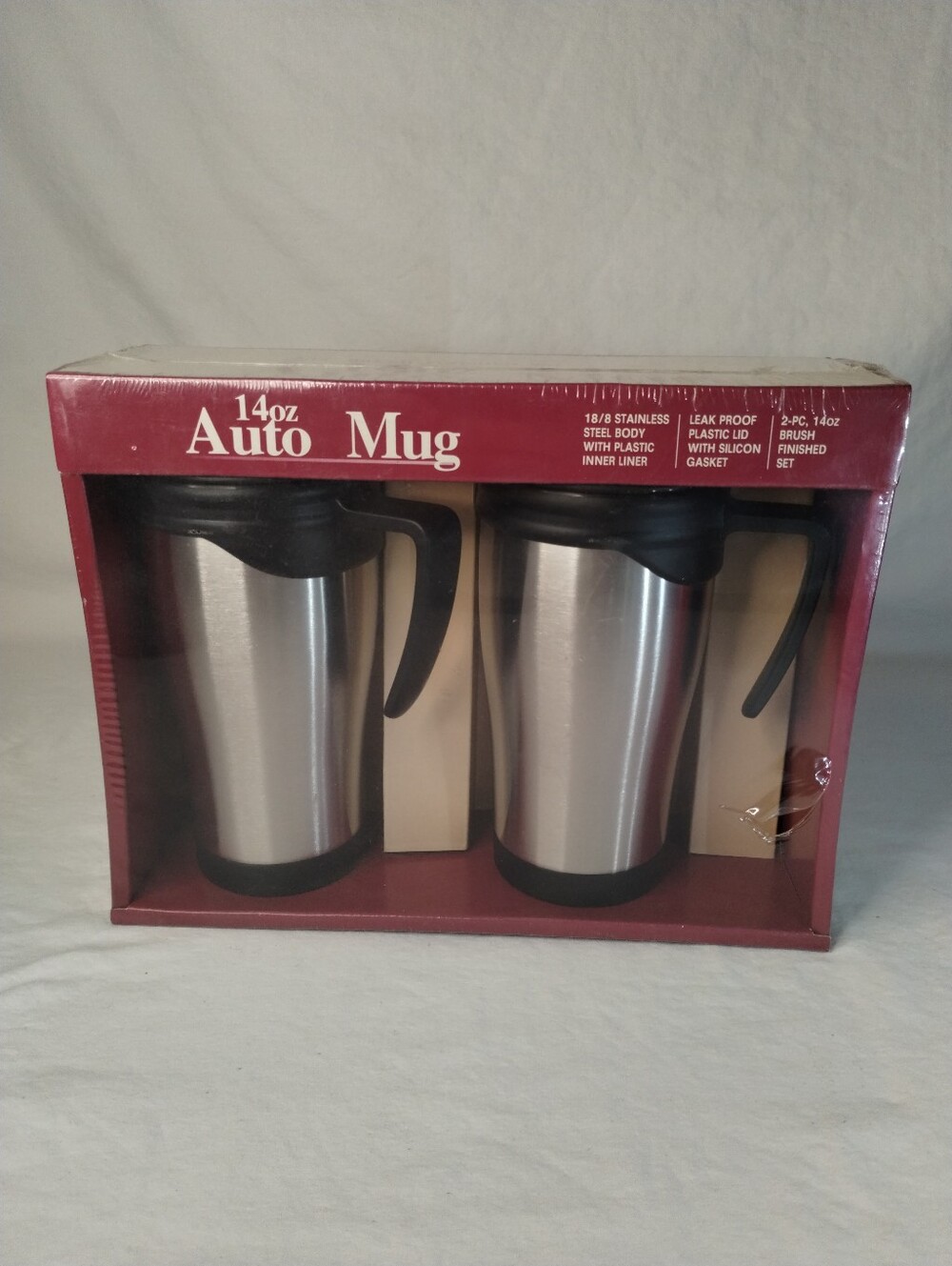 14oz Auto Mug Twin Stainless Steel Travel Mugs with Black Lid